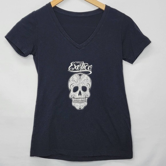 Tequila Exotico Graphic Skull Baby Doll Tee - Picture 4 of 8
